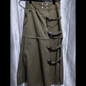 Mercy Cargo Transformer Convertible Buckle Skirt Olive Green Medium